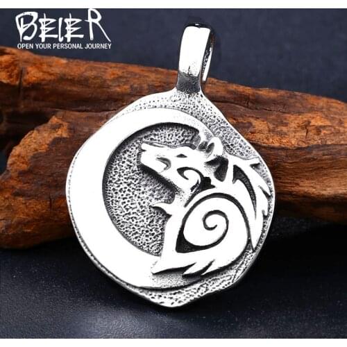 BEIER 2018 new store Odin Wolf and Crow Necklace jewelry pendant Nordic jewelry Viking charm pendant free shipping BP8-298