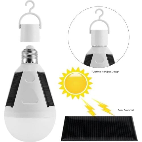 2020 New LED Solar Light Bulb 7W E27 85-265V Tent Camping Fishing Solar Lamp Rechargeable