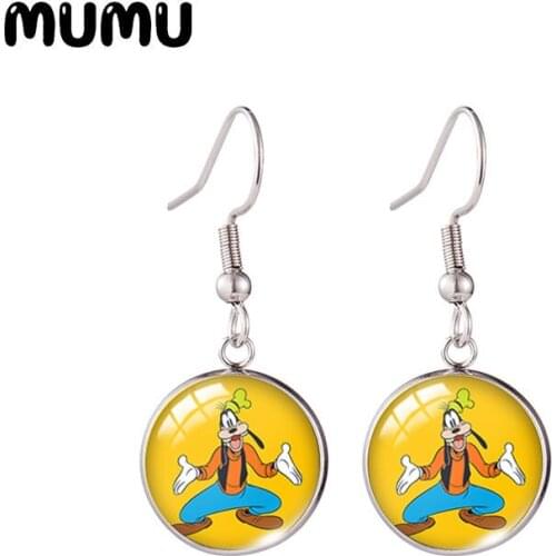 2021 New Goofy Fish Hook Earring Cute Round Jewelry Glass Dome Earrings Gifts Girl