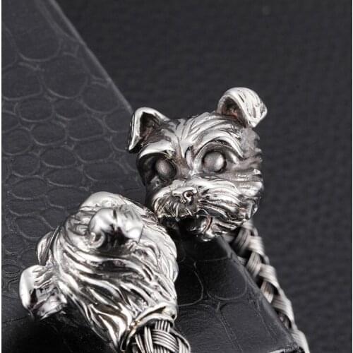 New animal double head cat bracelets silver plated