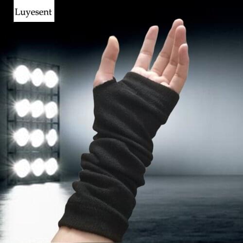 Punk Solid Black Stretch Gothic Unisex Glove Fingerless Cuff Ninja Sport Elbow Length Mitten 2021 Cool Women Men Rock Arm Warmer