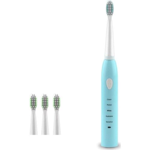 Rechargeable Ultrasonic Toothbrush With 4 Brush Heads Electric Toothbrush Waterproof Oral Tooth Cleaning Care For Adults