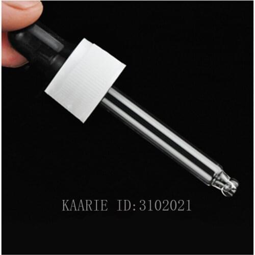 50pcs/lot Plastic Black Screw Press Dropper Cover Cap with Glass Pipette for 5/10/15/20/30/50/100ml Essential Oil Bottles