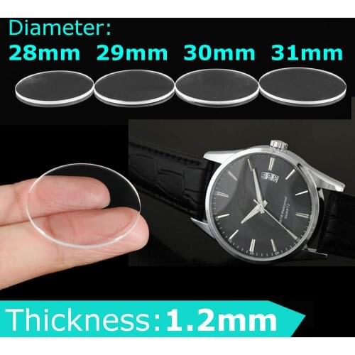 1.2mm Thick Flat Sapphire Watch Glass Anti scratch Smooth Round Transparent Crystal Glass For Watch Repair Size 28/29/30/31mm