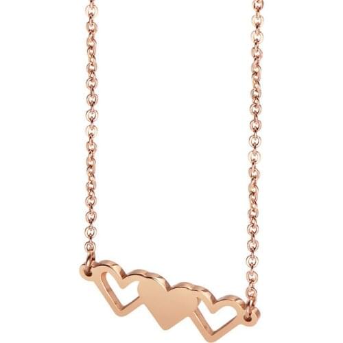 Stainless Steel Rose Gold Plating Heart Pendent Necklace Birthday Valentines Day Gift for Girlfriend Mothers Day for Mom