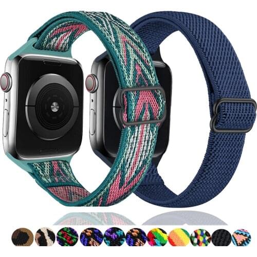 Slim Scrunchie Strap for Apple watch band 40mm 44mm 38mm 42mm Adjustable Elastic Nylon solo Loop bracelet iWatch 3 4 5 6 se band