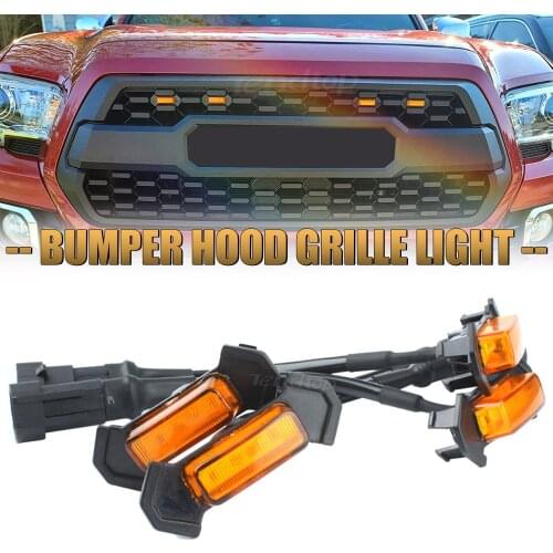 Bumper Hood Warning Lamp Indicator Signal Light Car Front Grille Marker LED Lighting For 2016-2018 Toyota Tacoma w/TRD Pro Grill