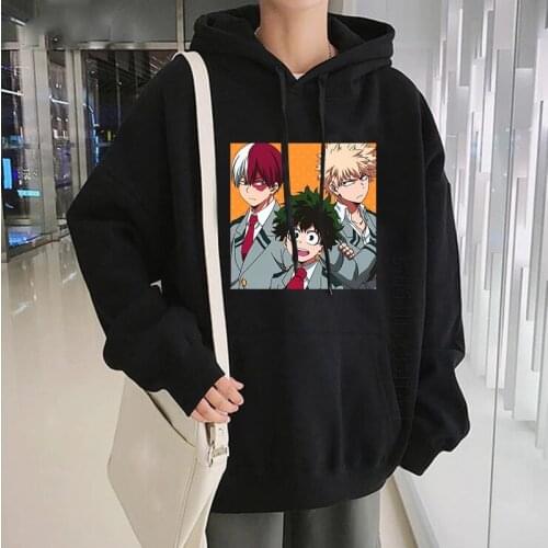 Japan Anime My Hero Academia Izuku Midoriya Men Hoodie Funny Cartoon Character Shoto Todoroki Sweatshirt Oversized Streetwear