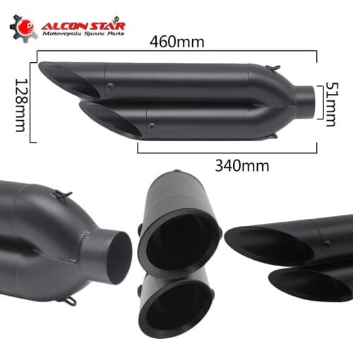 Alconstar- 51mm Right Hand Motorcycle Motorbike Exhaust Muffler Pipe Escape Moto Fit for Honda KTM Off Road ATV Pit Bike Racing