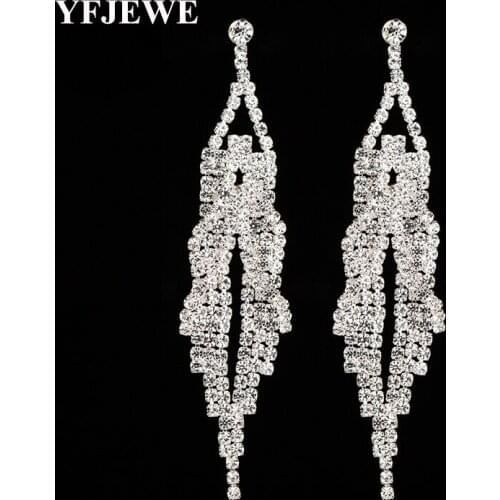 YFJEWE New Arrival Trendy Rhinestone Crystal Long Earring Fashion Bridal Girls Christmas Gift Jewelry pendientes mujer E403