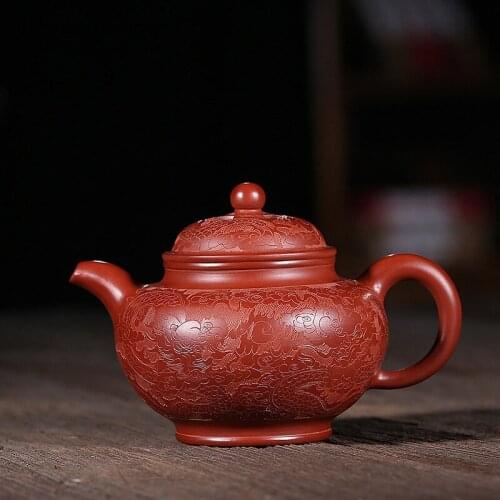Yixing Purple Sand Pot Craftsman Handmade Raw Mine Dahongpao Longwen Pot Special Wholesale Kungfu Teapot and Teaware
