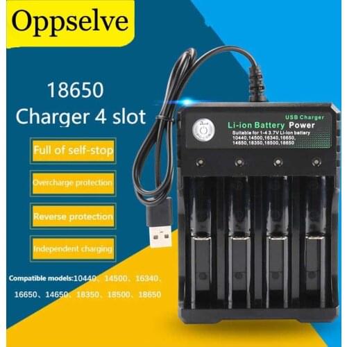 Lithium Battery Charger 4 Slot for Rechargeable Batteries 3.7V Li-ion 18650 14500 16340 10440 Battery With LED Indicator