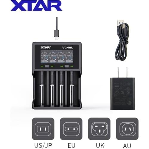 XTAR 18650 Charger VC4S VC2S VC4 VC8 USB Charger Display Charging Li-ion Rechargeable Battery 20700 18650 21700 Battery Charger