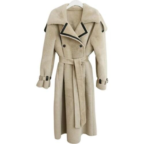 Women Coat Winter Long Sleeve Double Breasted Lamb Shearling Coat Temperament Womens Jacket Winter Long Overcoat New Fur Jacket