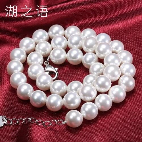 10-11mm new summer round light white mother of Pearl Nanyang pearl necklace chain clavicle female send mom gift 925 silver