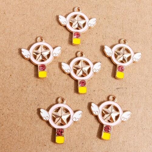 10pcs 22*24mm Alloy Enamel Star Magic Charms Pendants for Making Drop Earrings Necklaces Keychain DIY Jewelry Findings Crafts