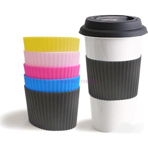100pcs 5.5cm Silicone Cup Sleeve Heat Insulation Bottle Sleeves Non-slip Mug Sleeve Glass Bottle Cover For Mugs Cups Wraps