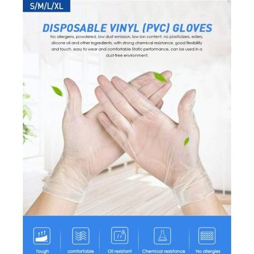 20pcs Disposable gloves PVC vinyl Gloves Dishwash Kitchen Garden Industrial Protection 2021 Transparent Household Gloves