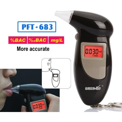 2019 Black Digital Alcohol Breathalyzer Breath Tester LCD Breathalizer Tester Device Machine with Free mouthpiece Free shipping