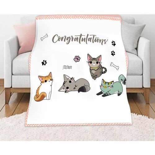 2021 Sleepwish Grey And White Cats Plush Throw Blanket For Couch Sofa Super Soft Comfy Flannel Fleece Blanket Bed Blanket 59x86