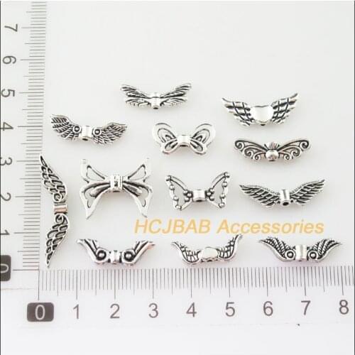 36Pcs Tibetan Silver Color DIY/ Animal Wings Spacer Beads Charms Pendants
