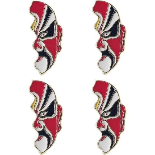 4pcs Fashion Vintage Handsome Mask Brooch Enamel Pins Chinese-Style Drama Mask Brooches Lapel Pin Suits Bag Jewelry Accessories