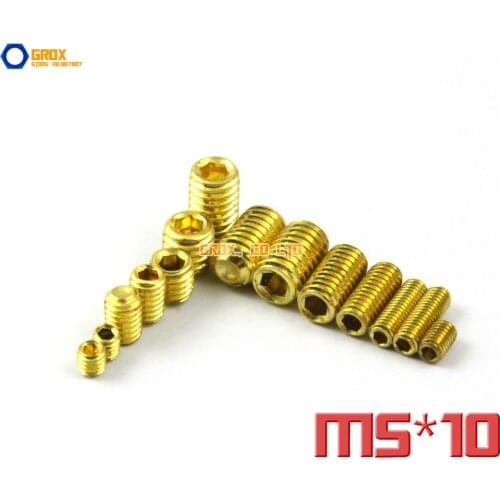 50 Pieces M5 x 10mm Brass Grub Screws Cup Point Hex Socket Set Screw