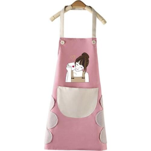 80% Hot Sales!!! Women Waterproof Anti-Oil Cartoon Girl Home Kitchen Apron Waist Bib Pinafore