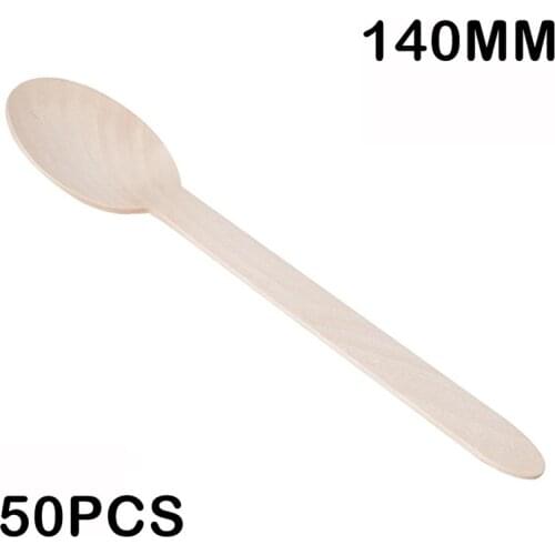 Promotion - Party Wedding Supplies 140mm Disposable Tableware Wood Coffee Tea Stirrer/Ice Cream Spoon, 50/Pack
