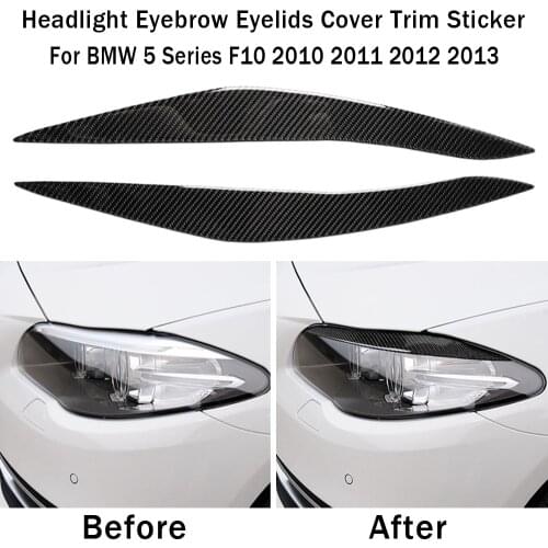 Car Styling Accessories For BMW 5 Series F10 2010-13 Carbon Fiber Headlight Eyebrows Eyelids Front Headlamp Eyebrows Trim Cover