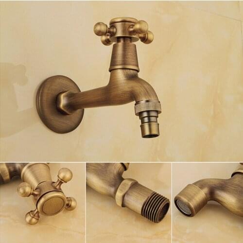 Antique Brass Wall Mount Pool Tap Cold Water Faucet Bathroom Accessories Outdoor Sink Garden Taps Decorative Laundry Bibcock