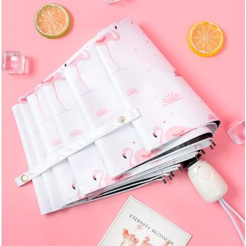 Automatic rain umbrella dual-use female simple forest soft sister umbrella goddess student small fresh folding sun umbrella