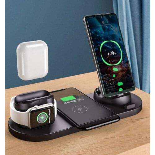 6 in 1 Magnetic Wireless Charger Stand For Magsafe iPhone 12 Mini Pro Max/Apple Watch Fast Charging Dock Station For Airpods Pro