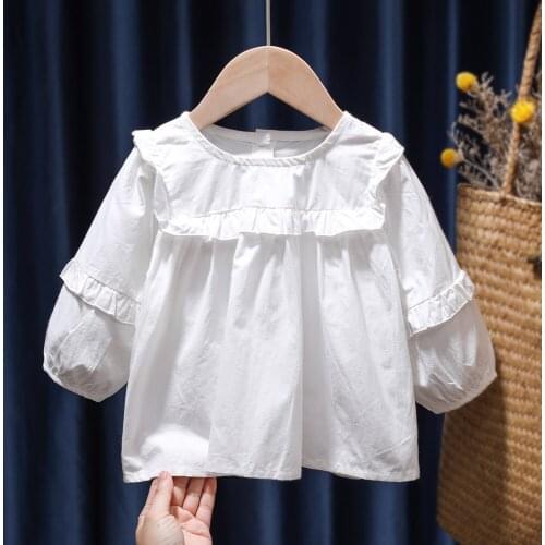 New Baby Girl Blouses Cute Children Clothes Long Sleeve Cotton Ruffle Toddler Kids Shirt Tops For Spring Autumn Girls Gifts 1-6y