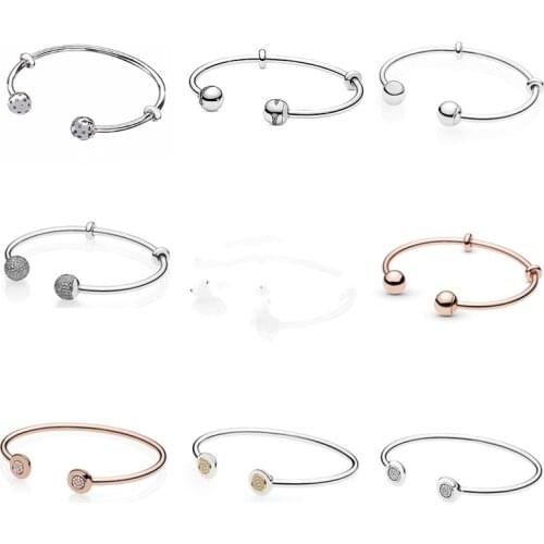 100% 925 Sterling Silver winter Christmas High quality classic original round bead opening Pan bracelet fashion gift