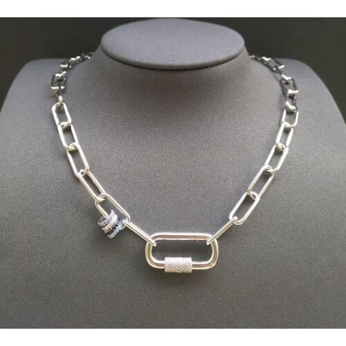 S925 sterling silver new white gold circle love chain necklace for women interlocking love lock necklace fashion simple jewelry