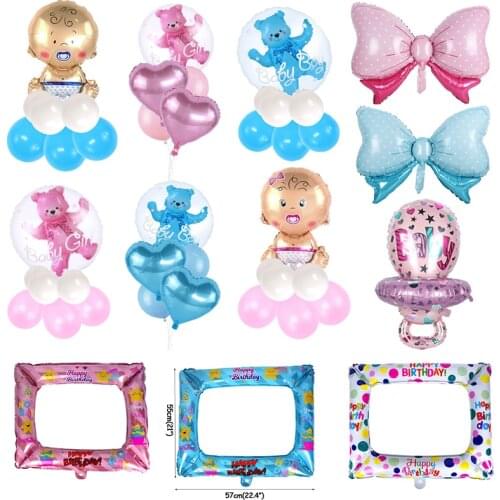 CYUAN Party Balloon Kids Baby Shower Foil Balloons 1st Birthday Pink/Blue Boy Girl Baby Shower Hristening Baptism Balloon Party
