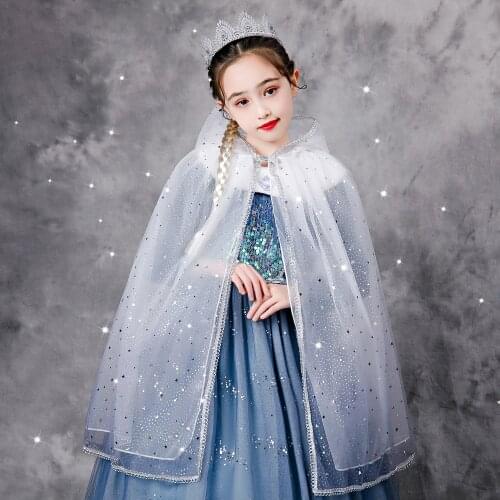 Children Cape Clothing Girls Sequin Pageant Tulle Shawl Frozen Aisha Princess Cloak Boutique Baby Girls Cloak Clothes One Piece