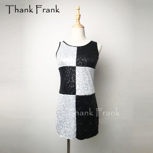 Sequin Jazz Costumes For Kids Women Dress Checkboard Black and White Dance Clothing C427