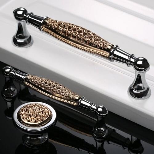 Home 96/128mm Furniture Handles With Diamond Cabinet Knobs and Handle Wardrobe Door Pulls Dresser Drawer Kitchen Cupboard Handle