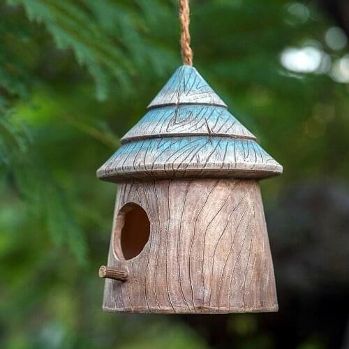 Simulation Birds Nest Tree Hanging Birdhouse Resin Ornaments Creative Home Garden Decoration Outdoor Wall-mounted Parrot Nest