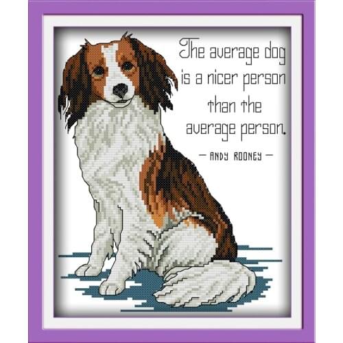 Joy Sunday Handsome Dog Home Decor Diy Painting Counted Print on Canvas 14CT 11CT Cross Stitch Embroidery Kits Needlework Sets