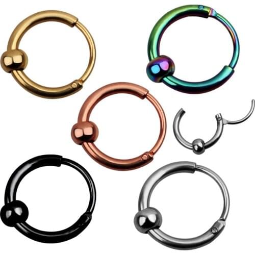 12g 2pcs Hinged Segment Nose Ring Clicker Helix Piercing Ear Cartilage Tragus Nose Rings Hoop Neus Pircing Body Jewelry Unisex