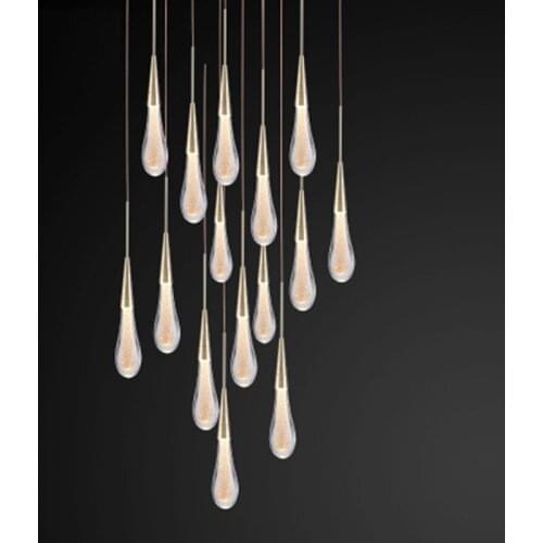 Gold Water drop Crystal Creative Pendant Light European-style Luxury LED Lamps Moderm Glass Indoor Lighting Restaurant