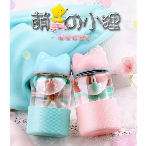 Creative rabbit cup fox glass adult student children portable cute cartoon glass cute bottle