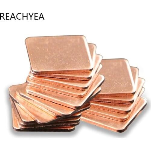 50PCS/LOT Thickness 0.3/0.4/0.5/0.8/1MM Heatsink Copper Shim Thermal Pads Copper Plate For Laptop IC Chipset GPU CPU 15x15MM