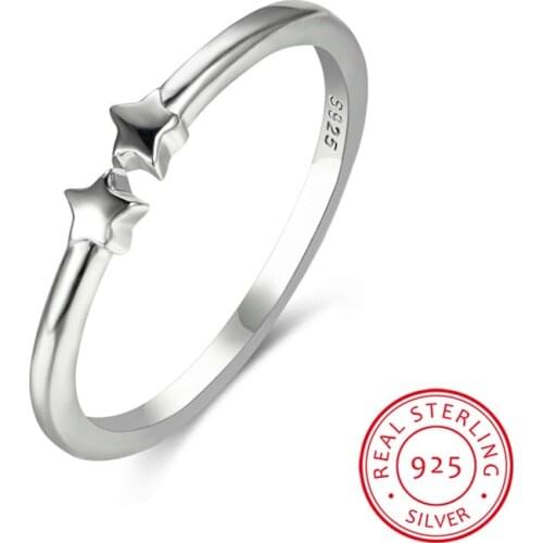 Minimalist Female Small Star Ring 100% Real 925 Sterling Silver Engagement Ring Vintage Adjustable Wedding Rings For Women