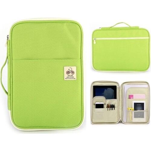 A4 File Bag Zipper Multifunctional Storage Bag Portable IPad Computer Bag Waterproof Oxford Cloth Office Information Pencil Bag