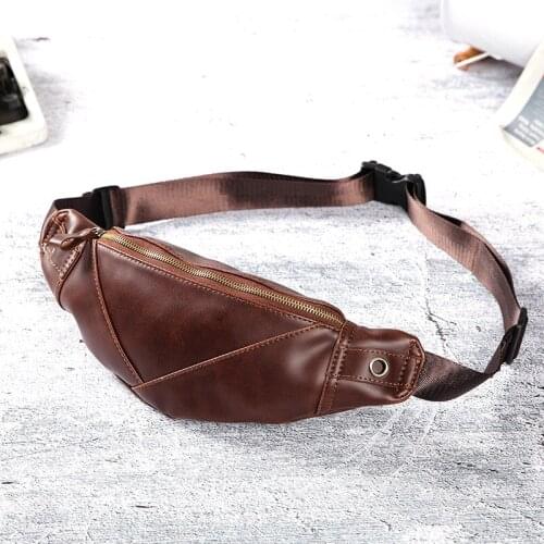 Xiao.p Fashion Mens Vintage Crazy Horse Pu Leather Waist Bag Zip Pocket Pack Casual Functional Money Phone Belt Male Bag