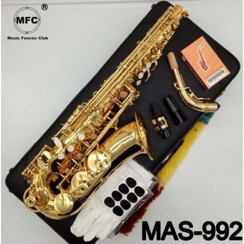 Music Fancier Club Alto Saxophone MAS-992 Gold Lacquer With Case Sax Alto Mouthpiece Ligature Reeds Neck Musical Instrument